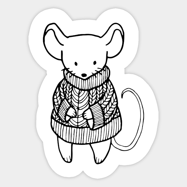 Cute Mouse In A Sweater Sticker by swagmaven